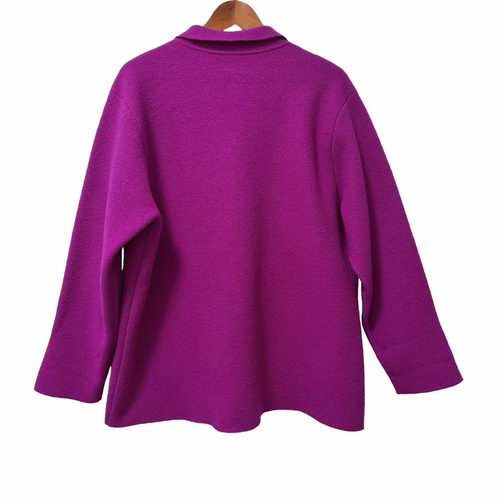 Eileen Fisher Boiled Wool Button Front Jacket Size 1X Magenta Pink Lagenlook - Picture 2 of 8